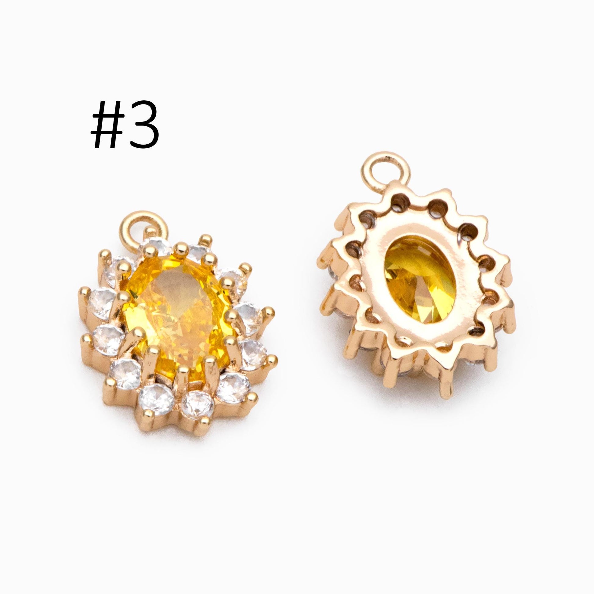 4pcs CZ Pave Gold Earring Charm, Cubic Drop Pendant, Cubic Charm, Bridal Earring, Wedding Jewelry, Wedding Earrings Charm (GB-2994)