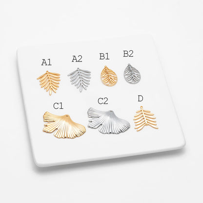 10pcs Gold/ Silver Tone Leaf Charm Pendants, Gold/ Rhodium plated Brass, Lead Nickel Free (GB-3057)