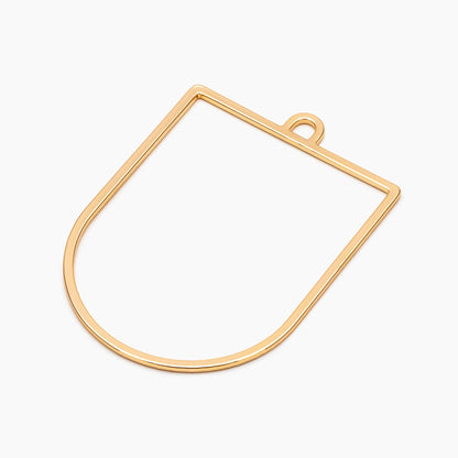 10pcs Gold Geometric Pendant,55x40mm, D Shaped Pendant, 18K Gold plated Brass (GB-1441)