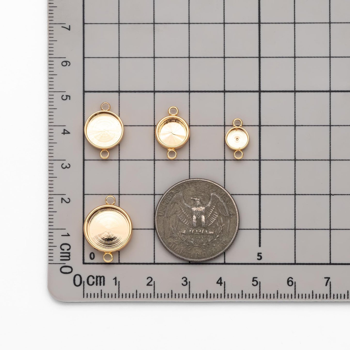 10pcs Gold/ Silver Tone Bezel Setting Connector, Blank Settings , inner 6/8/10/12mm, Gold/ Rhodium Plated Brass Cabochon Setting (GB-1061)
