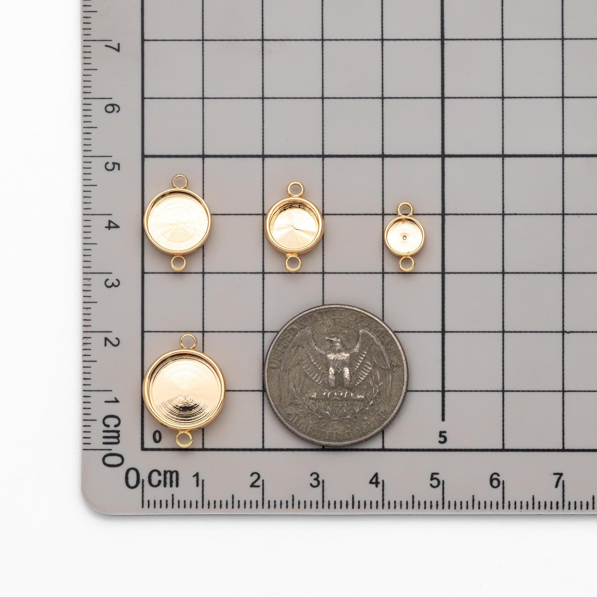 10pcs Gold/ Silver Tone Bezel Setting Connector, Blank Settings , inner 6/8/10/12mm, Gold/ Rhodium Plated Brass Cabochon Setting (GB-1061)