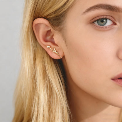 10pcs Gold/ Silver Tulip Flower Earrings 24x6mm, Gold/ Rhodium Plated Brass Flower Stud Earrings (GB-4010)