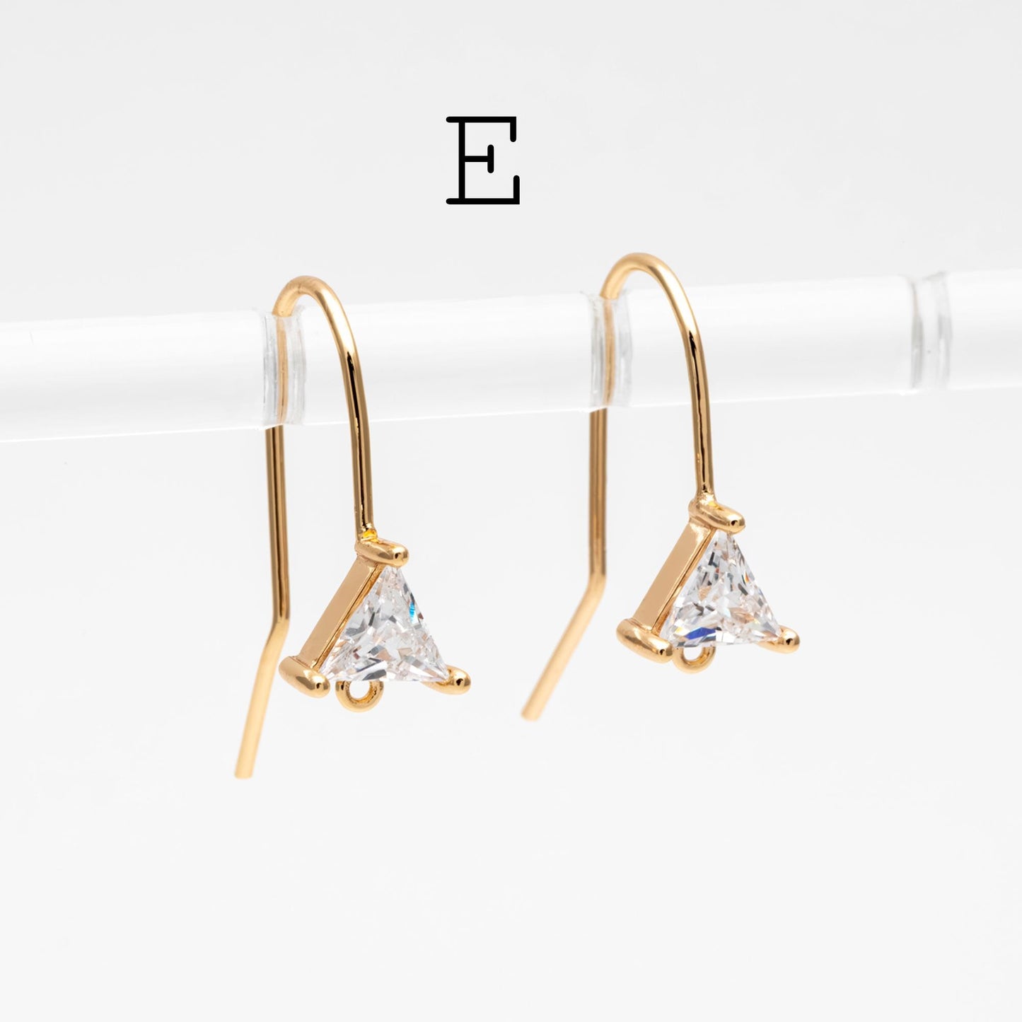 10pcs CZ Pave Gold Geometric Earring Hooks with Loop, Real Gold Plated Brass Earwires, Color Not Easily Tarnish (GB-1125)