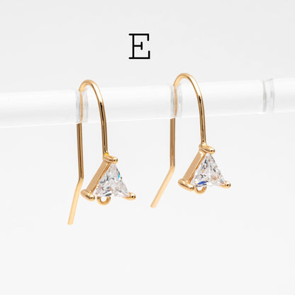 10pcs CZ Pave Gold Geometric Earring Hooks with Loop, Real Gold Plated Brass Earwires, Color Not Easily Tarnish (GB-1125)