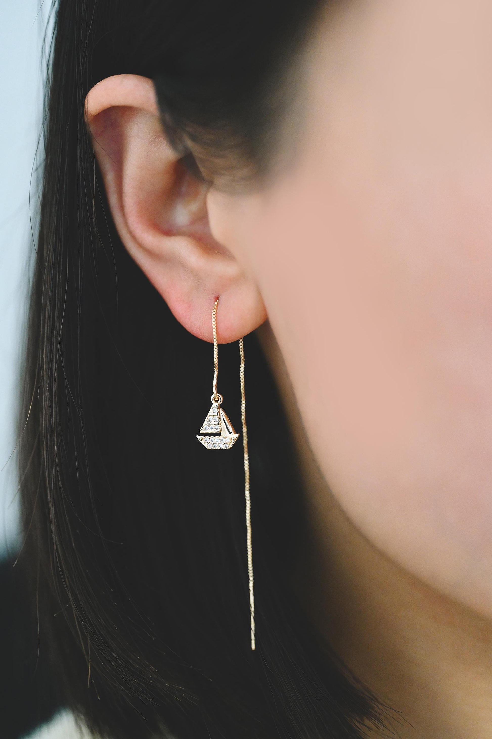 4pcs CZ Pave Sailboat & Tree Charms: 18K Gold Plated Brass, (GB-2374)