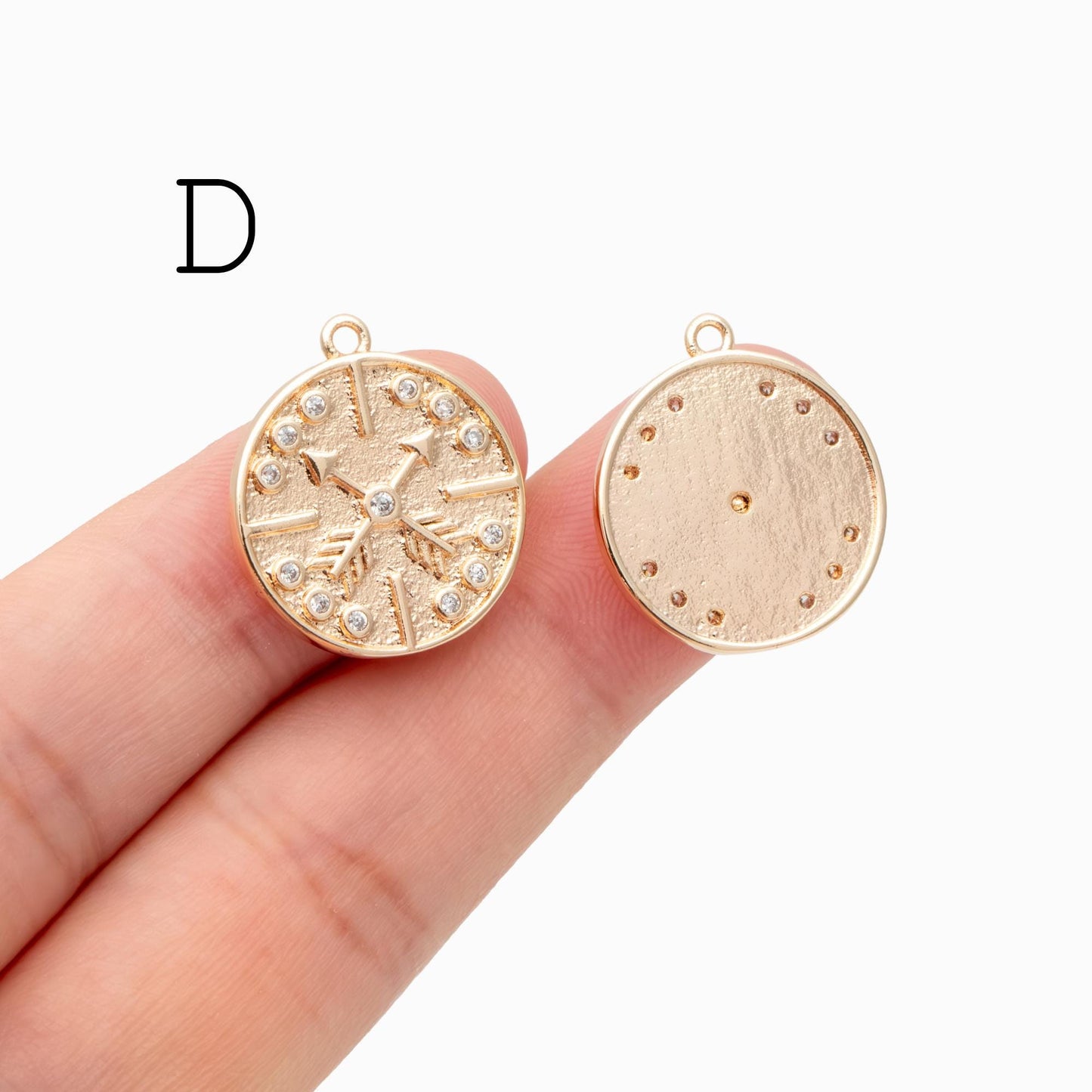 4pcs CZ pave Gold Arrow Charms, 18K Gold plated Brass, Dainty Arrow Pendant (GB-2466)