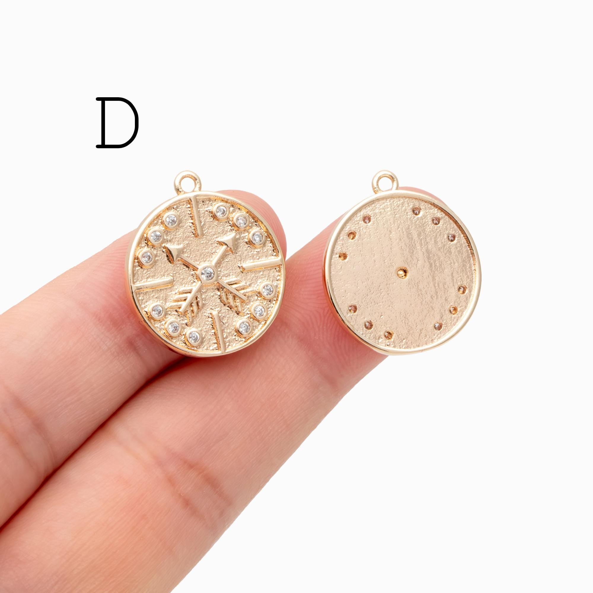 4pcs CZ pave Gold Arrow Charms, 18K Gold plated Brass, Dainty Arrow Pendant (GB-2466)