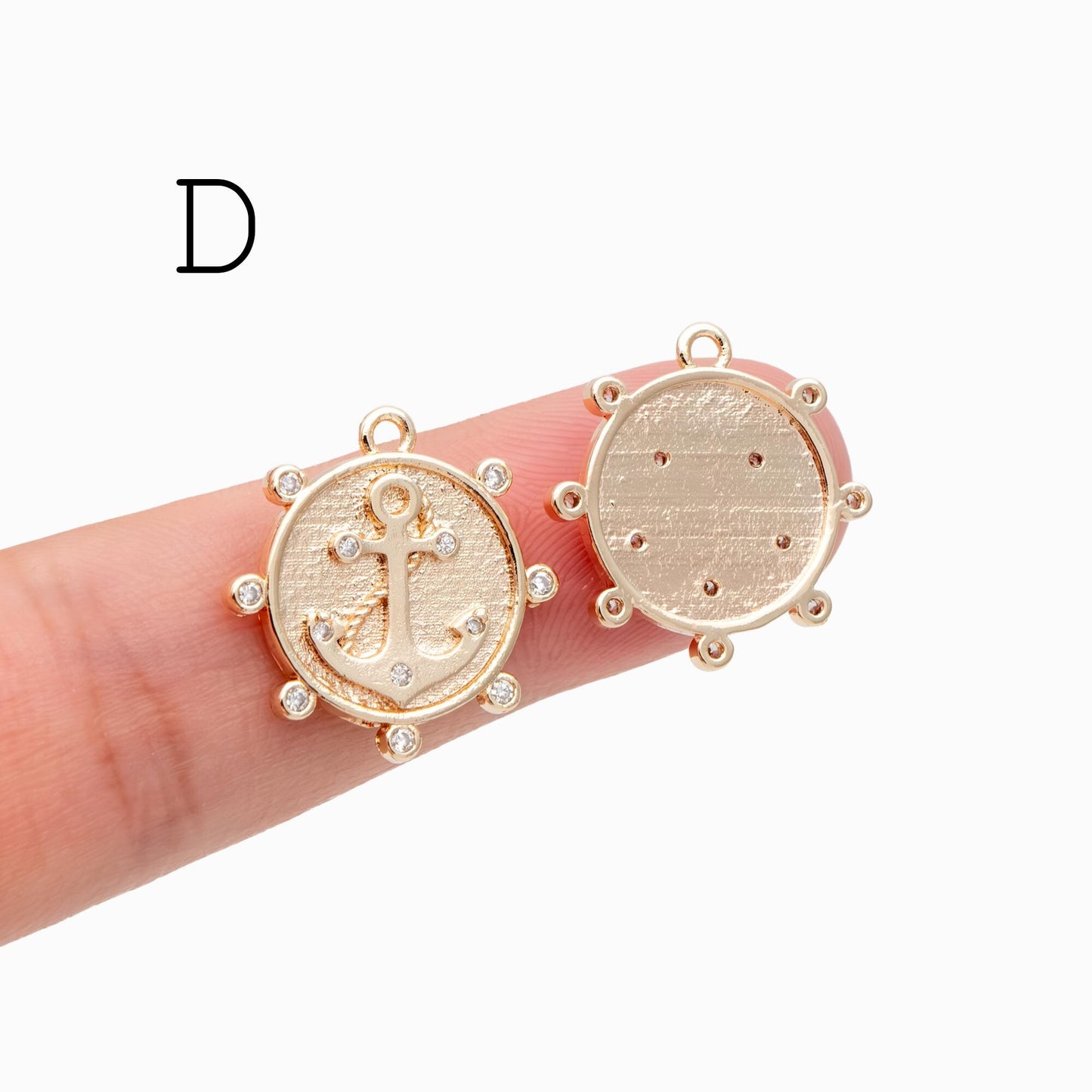 4pcs Gold Anchor Charms, Real Gold plated Brass, Dainty Nautical Earring Charms (GB-3746)