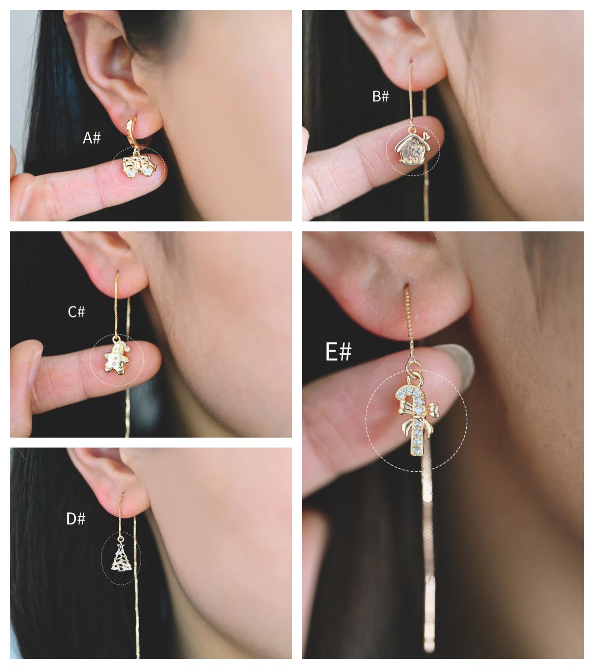 4pcs CZ Pave Christmas Charms: 18K Gold Plated Brass, DIY Jewelry Making, (GB-713)