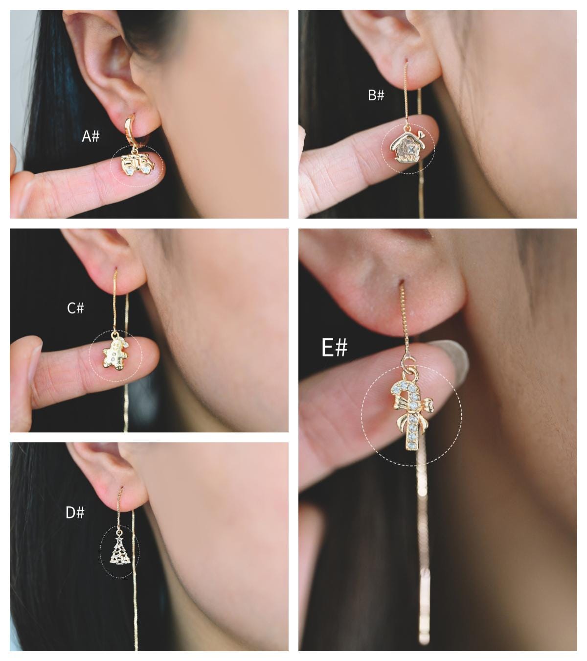 4pcs CZ Pave Christmas Charms: 18K Gold Plated Brass, DIY Jewelry Making, (GB-713)