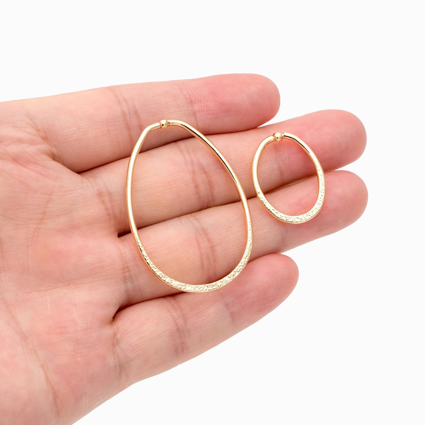 10pcs Gold Oval Link Pendants, Gold plated Brass Geometric Teardrop Charms (GB-519)