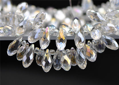 95 beads- Sparkly Crystal Teardrop Beads: Faceted Glass Drops for Jewelry Making 17x8mm, (HS-16)