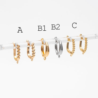 10pcs Gold/ Silver Tone Leverback Ear Hooks , Real Gold/ rhodium plated Brass, Earring Hooks with Loop (GB-848)