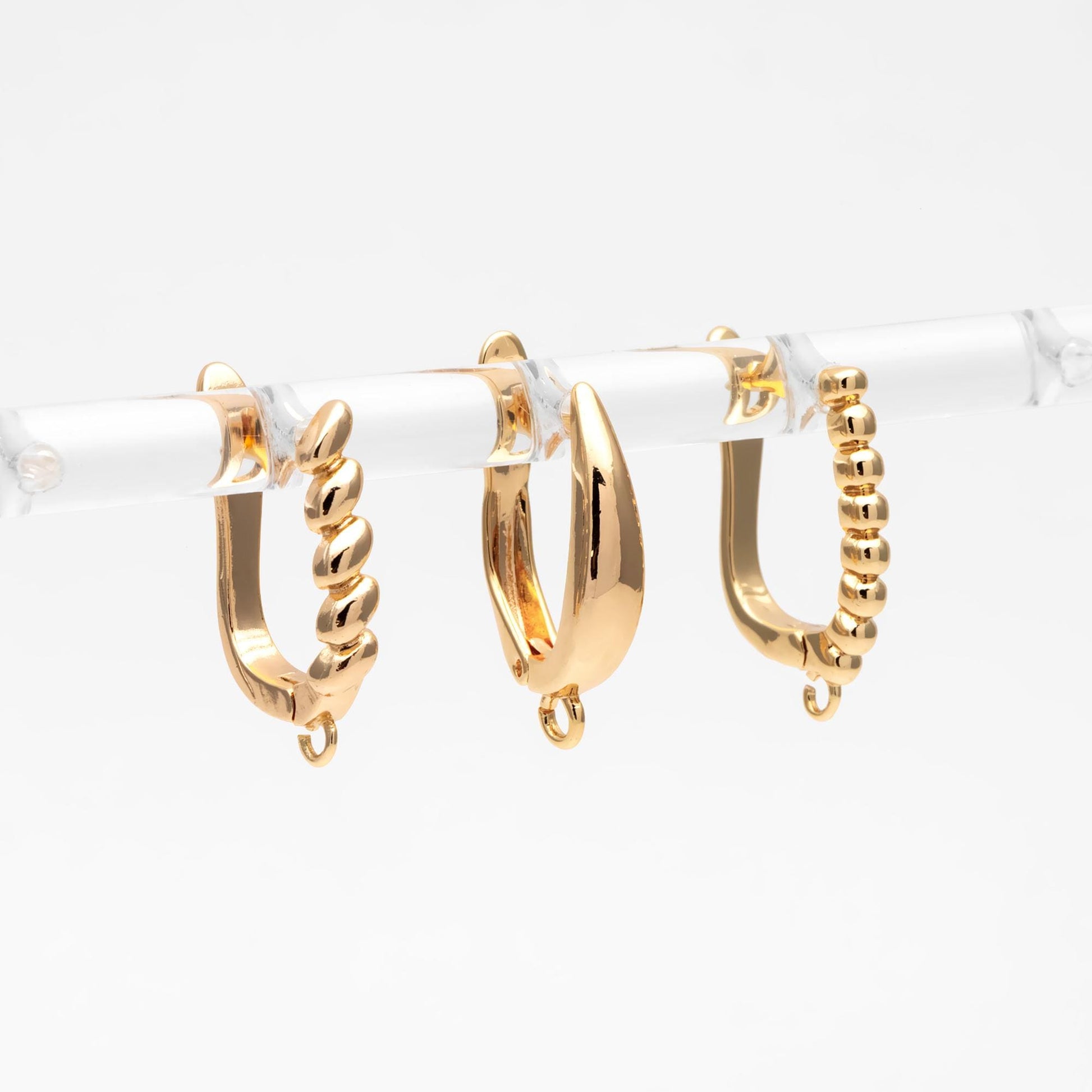 10pcs Gold/ Silver Tone Leverback Ear Hooks , Real Gold/ rhodium plated Brass, Earring Hooks with Loop (GB-848)