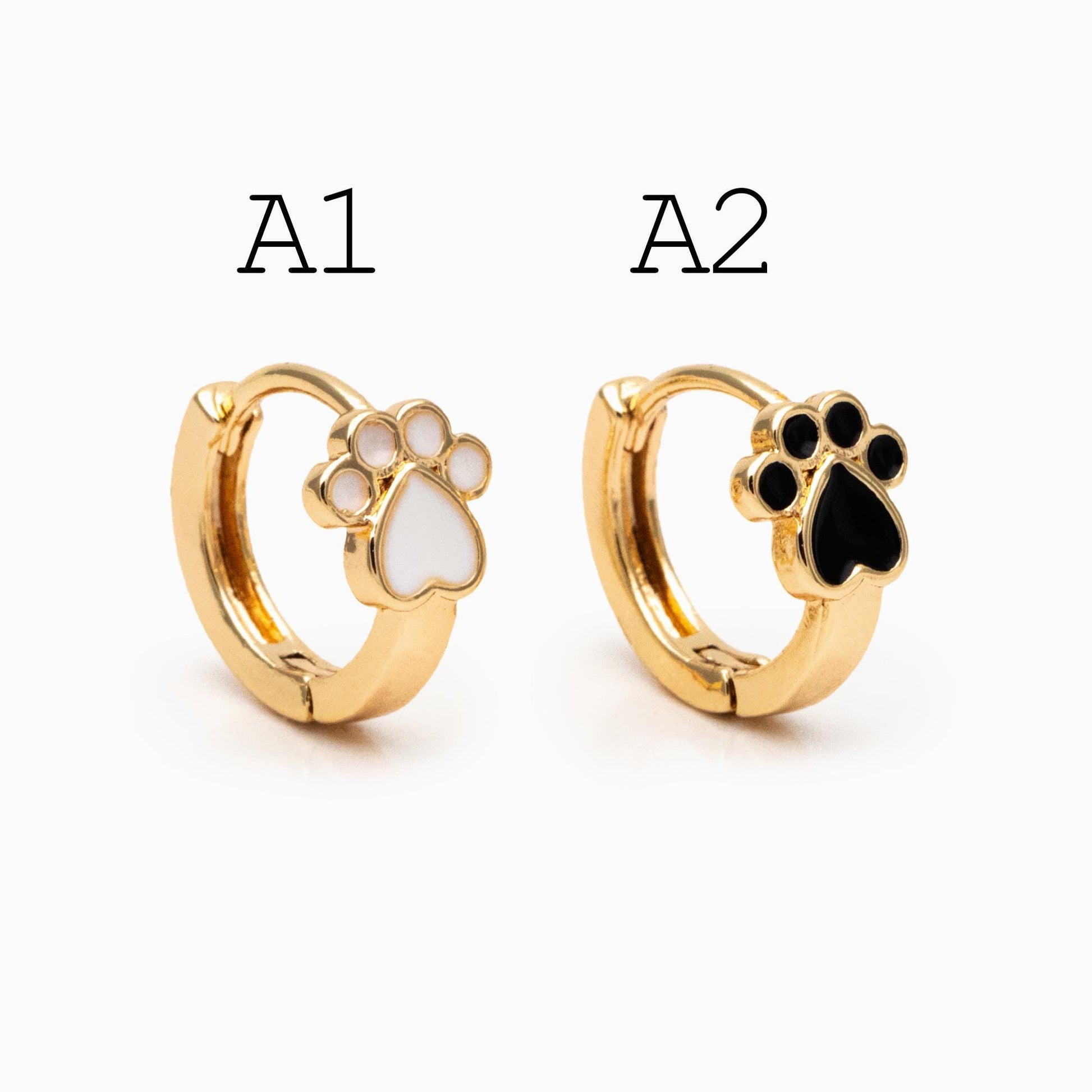 4pcs Gold Enamel Hoop Earrings, 18K Gold plated Brass, Minimalist Huggie Earrings (GB-3839)