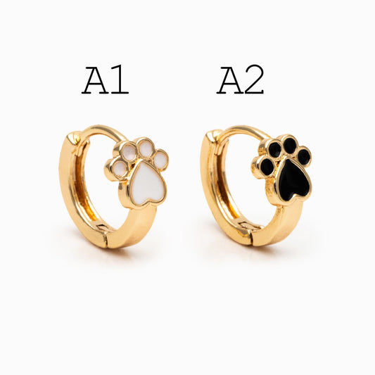 4pcs Gold Enamel Hoop Earrings, 18K Gold plated Brass, Minimalist Huggie Earrings (GB-3839)