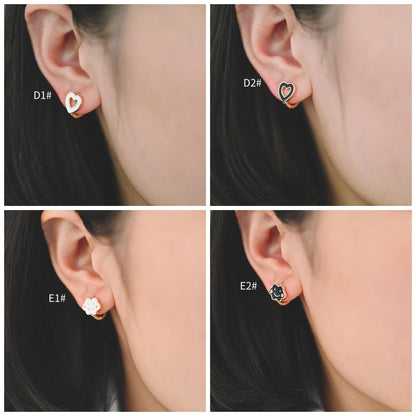 4pcs Gold Enamel Hoop Earrings, 18K Gold plated Brass, Minimalist Huggie Earrings (GB-3839)