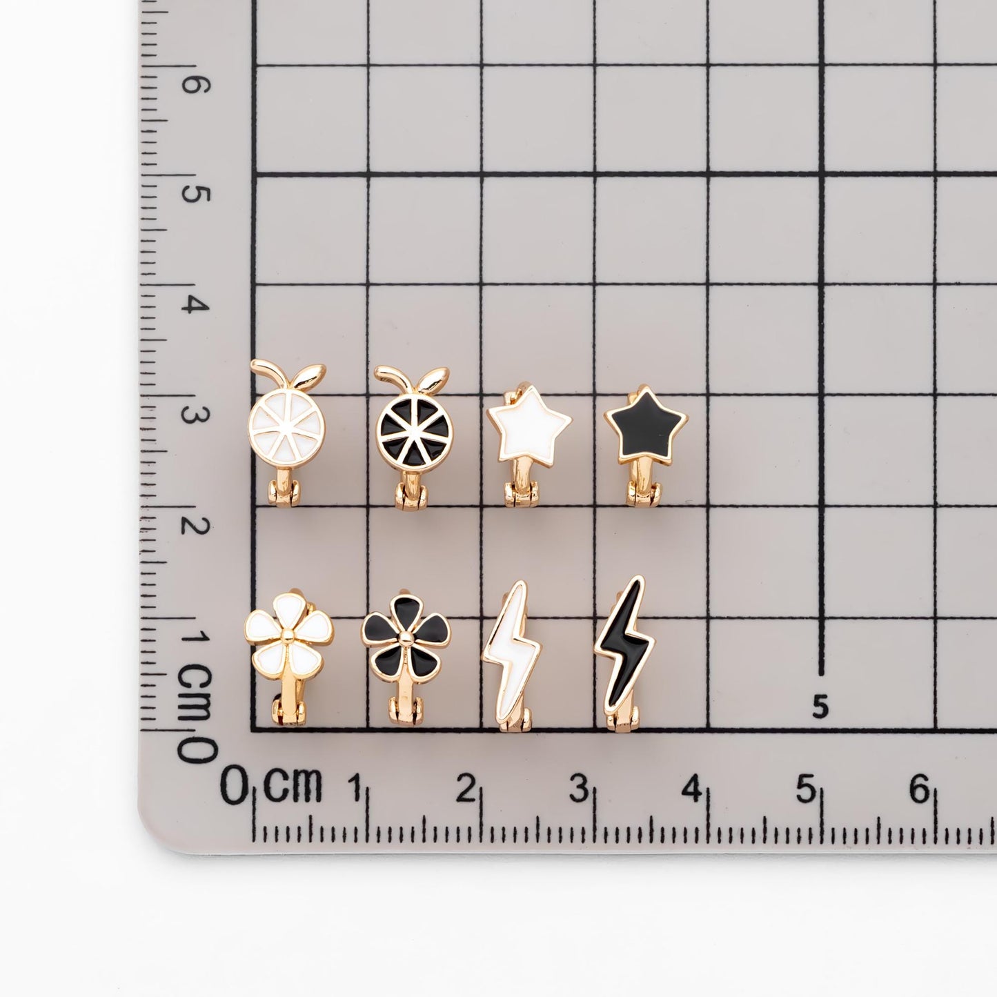 4pcs Gold Enamel Hoop Earrings, 18K Gold plated Brass, Minimalist Huggie Earrings (GB-3843)