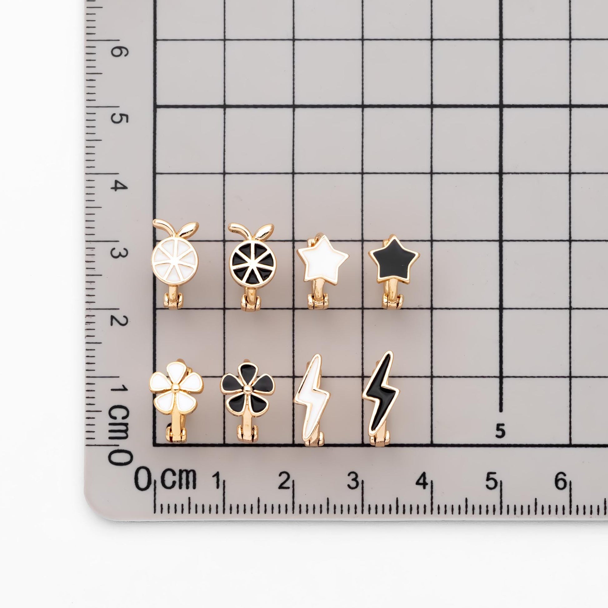 4pcs Gold Enamel Hoop Earrings, 18K Gold plated Brass, Minimalist Huggie Earrings (GB-3843)