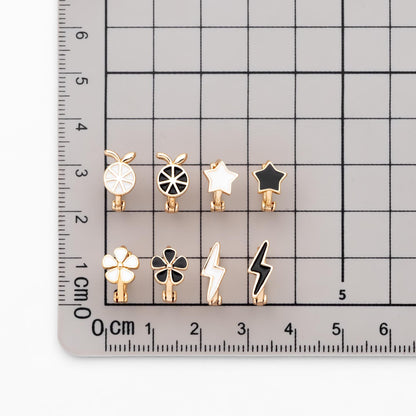 4pcs Gold Enamel Hoop Earrings, 18K Gold plated Brass, Minimalist Huggie Earrings (GB-3843)