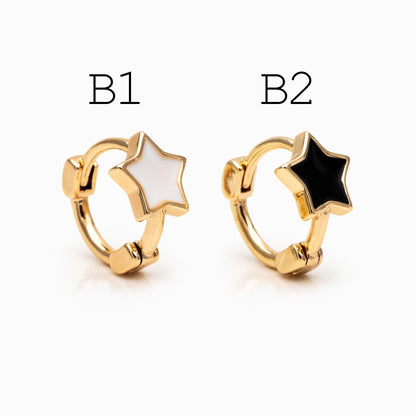 4pcs Gold Enamel Hoop Earrings, 18K Gold plated Brass, Minimalist Huggie Earrings (GB-3843)