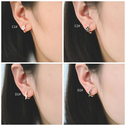 4pcs Gold Enamel Hoop Earrings, 18K Gold plated Brass, Minimalist Huggie Earrings (GB-3843)