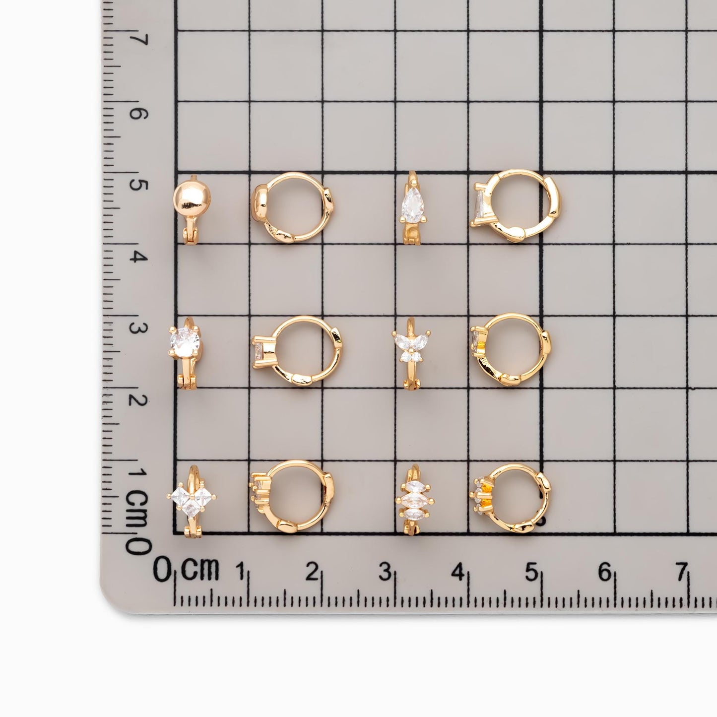 4pcs CZ Pave Hoop Earrings, Dainty Huggie Earrings, Minimalist Earring, Small Gold Hoops Earring (GB-3467)