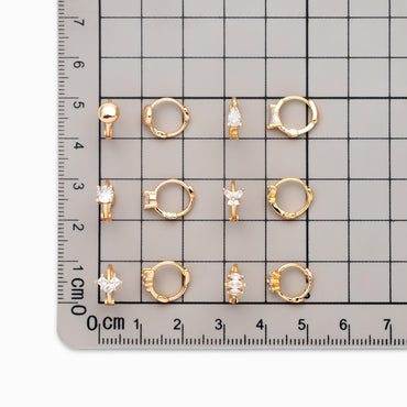 4pcs CZ Pave Hoop Earrings, Dainty Huggie Earrings, Minimalist Earring, Small Gold Hoops Earring (GB-3467)