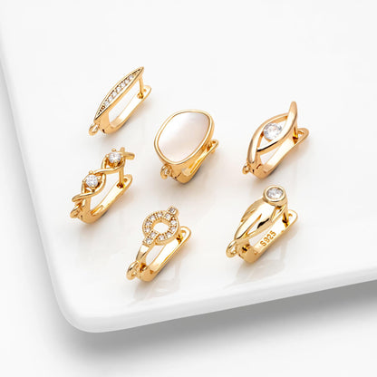 4pcs Gold Click-in Style Stud Earring, Leverback Earring with Loop, Earring Finding Wholesale (GB-3904)