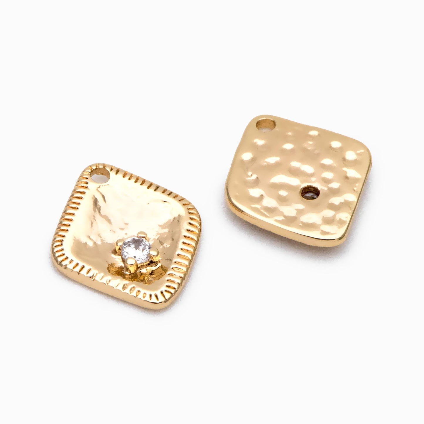 10pcs CZ Pave Rhombus Charms, 18K Gold Plated Brass, Rhombus Geometric Pendants (GB-2975)