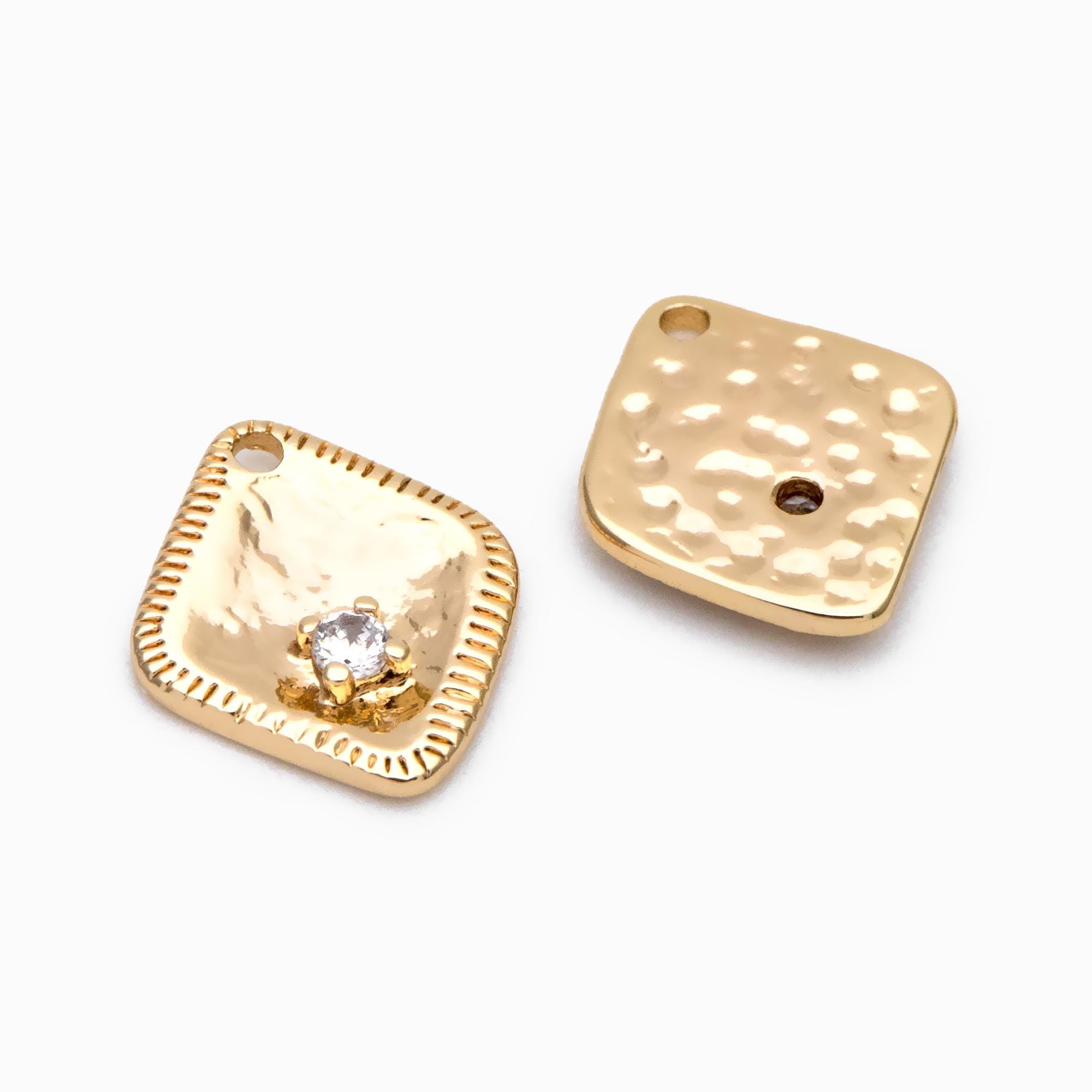 10pcs CZ Pave Rhombus Charms, 18K Gold Plated Brass, Rhombus Geometric Pendants (GB-2975)