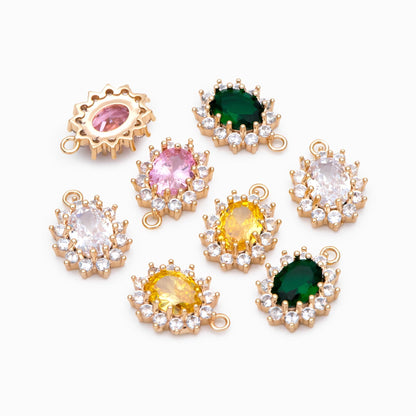 4pcs CZ Pave Gold Earring Charm, Cubic Drop Pendant, Cubic Charm, Bridal Earring, Wedding Jewelry, Wedding Earrings Charm (GB-2994)