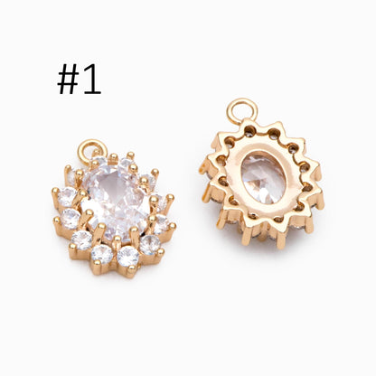 4pcs CZ Pave Gold Earring Charm, Cubic Drop Pendant, Cubic Charm, Bridal Earring, Wedding Jewelry, Wedding Earrings Charm (GB-2994)