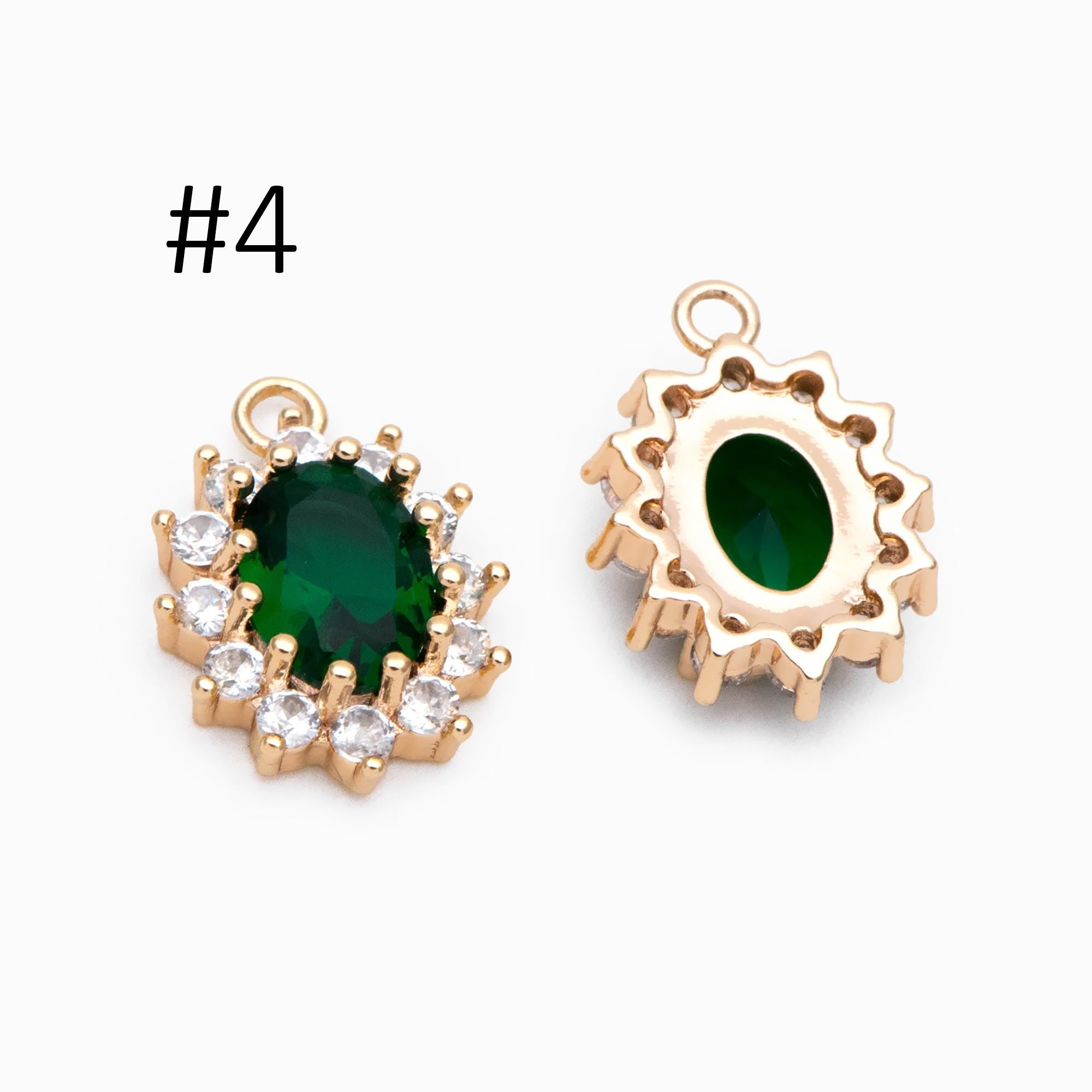 4pcs CZ Pave Gold Earring Charm, Cubic Drop Pendant, Cubic Charm, Bridal Earring, Wedding Jewelry, Wedding Earrings Charm (GB-2994)