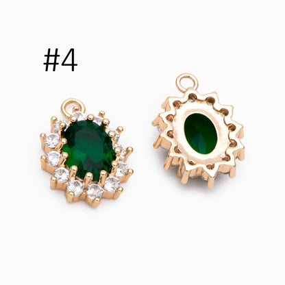 4pcs CZ Pave Gold Earring Charm, Cubic Drop Pendant, Cubic Charm, Bridal Earring, Wedding Jewelry, Wedding Earrings Charm (GB-2994)