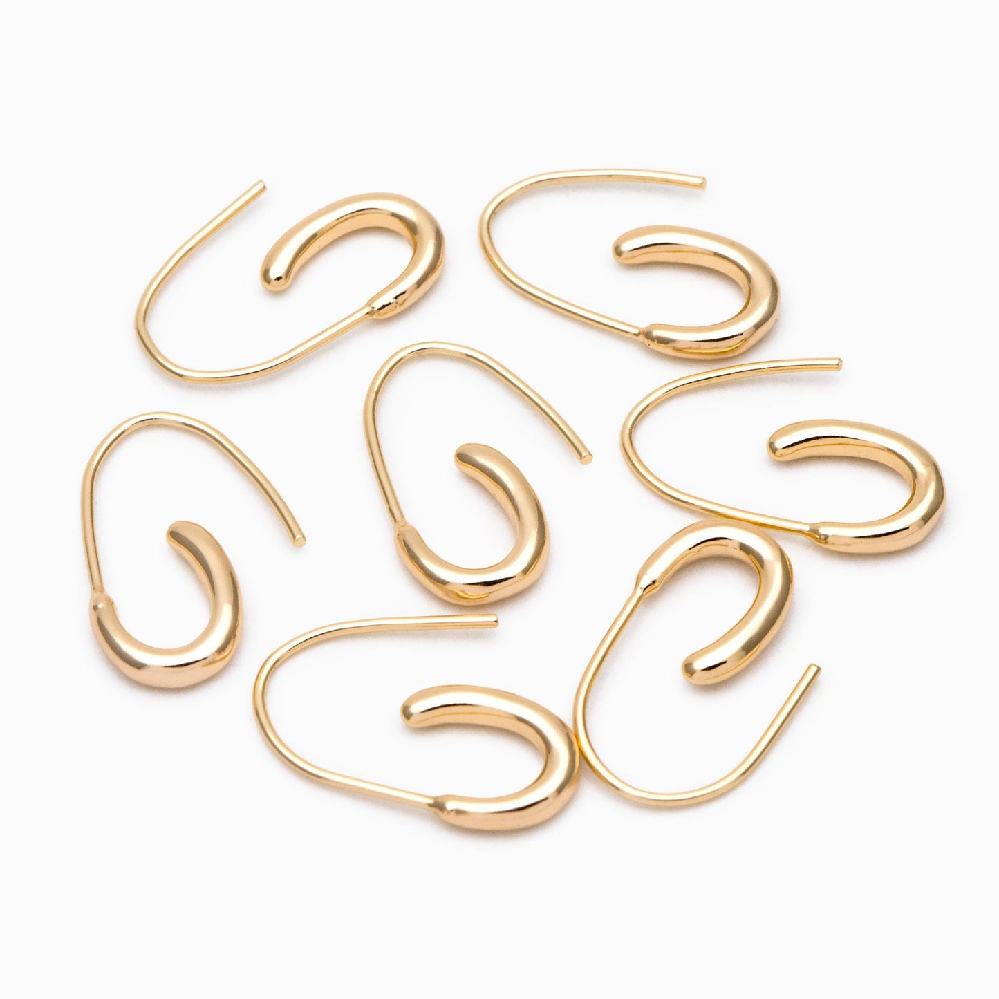 10pcs Gold plated Brass Ear Hooks 21.5x13mm, Simple Earwires Earring Components (GB-3023)