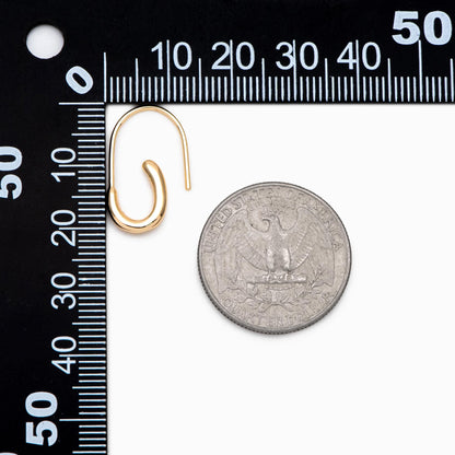 10pcs Gold plated Brass Ear Hooks 21.5x13mm, Simple Earwires Earring Components (GB-3023)