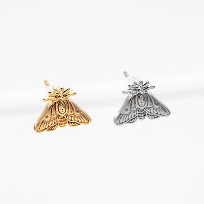 10pcs Gold / Silver Moth Earrings, Dianty Moth Earring Studs, Jewelry Supplies (GB-4686)