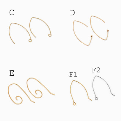10pcs Gold/ Silver/ Rose Gold Brass Ear Hooks 20x14mm, Simple Earwires Earring Components (GB-947)