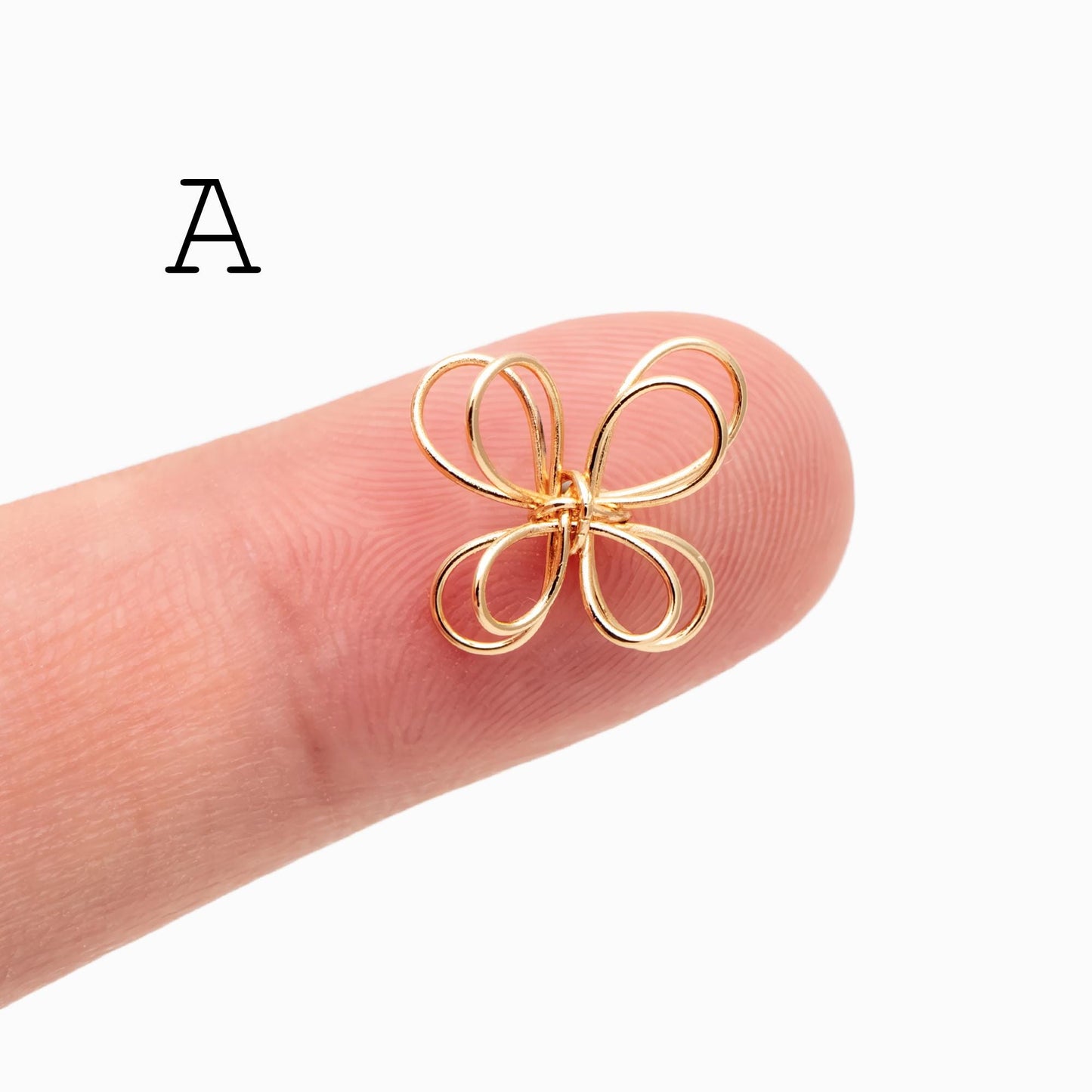 10pcs Gold/ Silver Tone Iron Wire Flowers, Gold/ Rhodium plated Iron, Hand-Wired Floral Charm Pendant Connectors (GB-720)