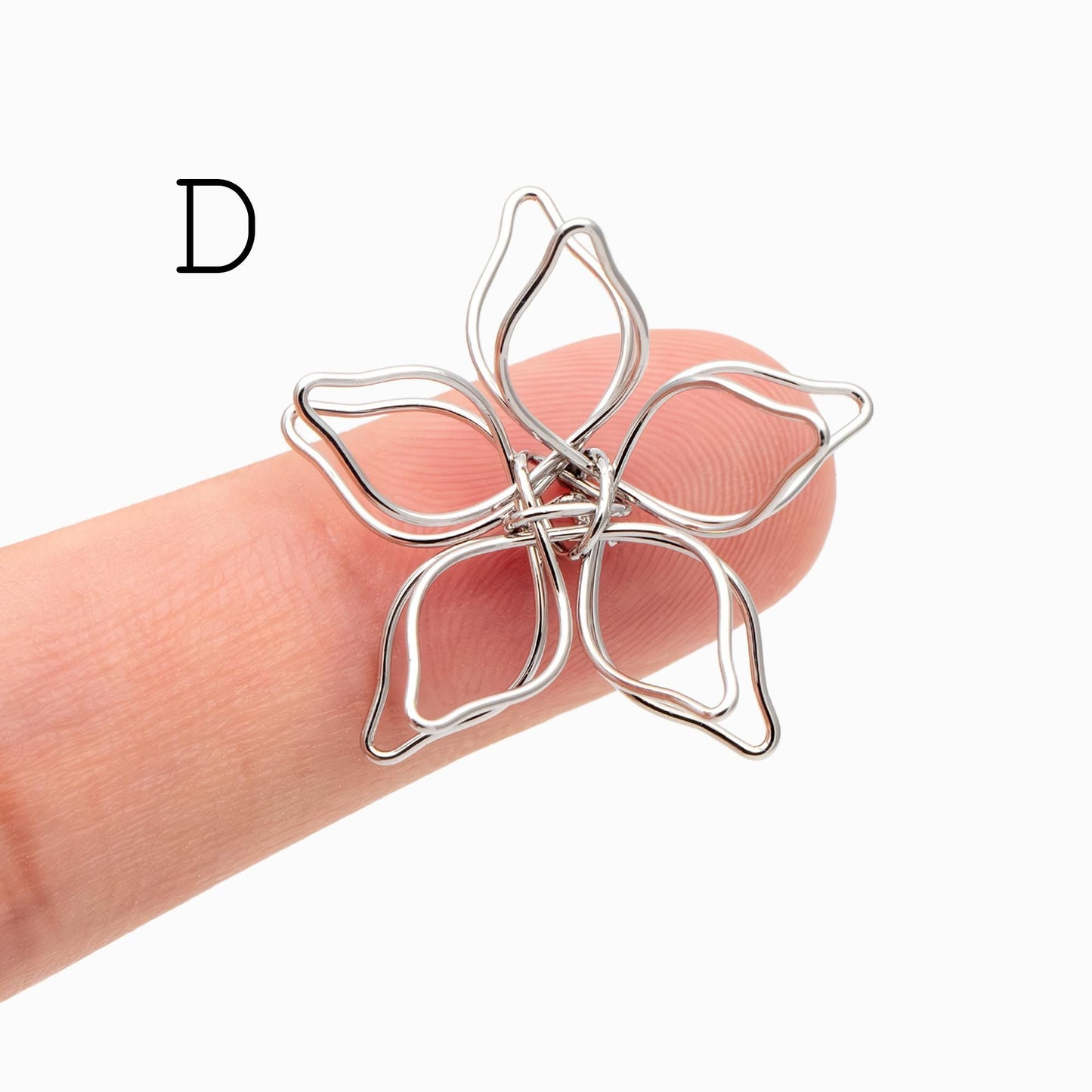 10pcs Gold/ Silver Tone Iron Wire Flowers, Gold/ Rhodium plated Iron, Hand-Wired Floral Charm Pendant Connectors (GB-720)