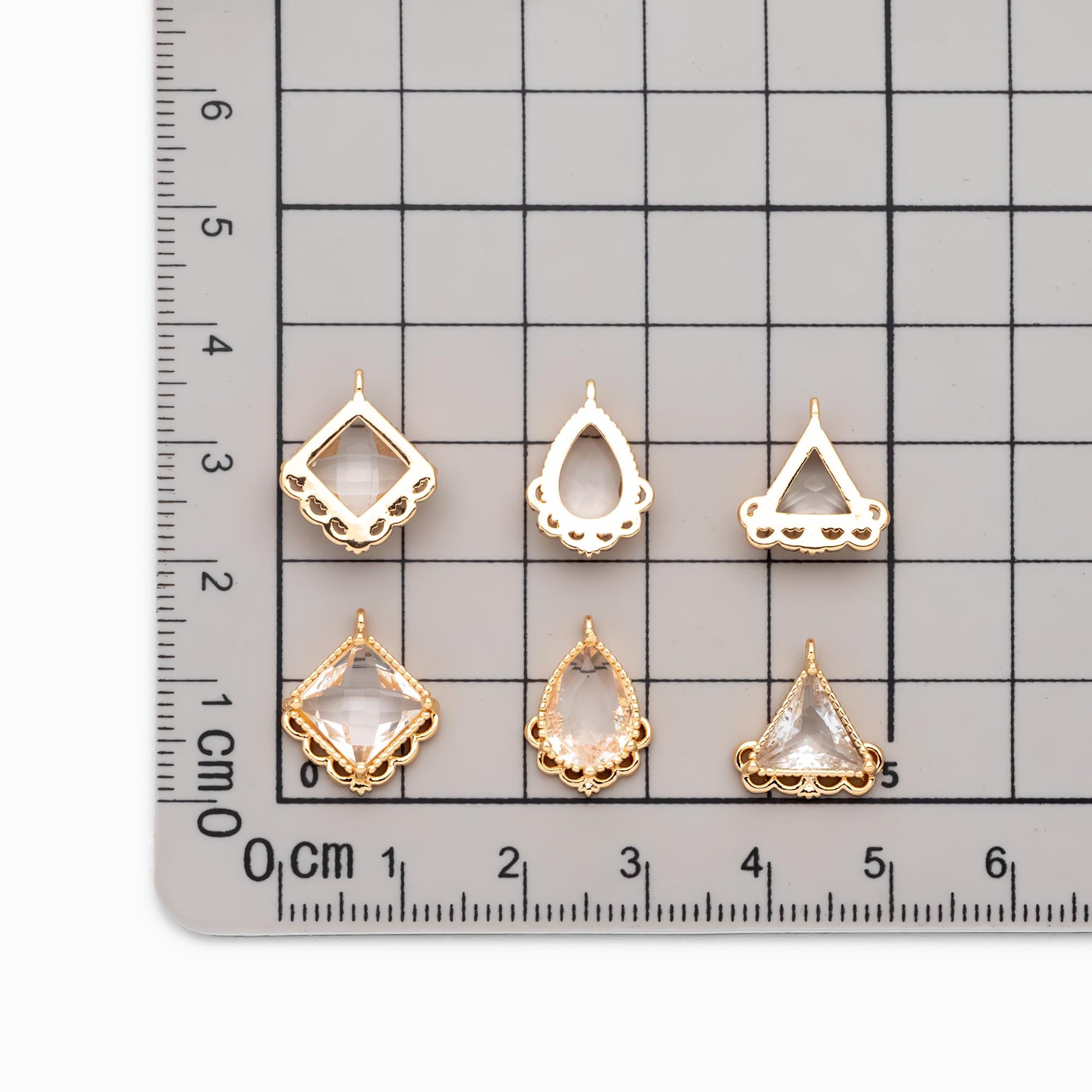 4pcs Gold Glass Charm, Earring Findings, Jewelry Making, Diy Material, Jewelry Supplies (GB-2598)