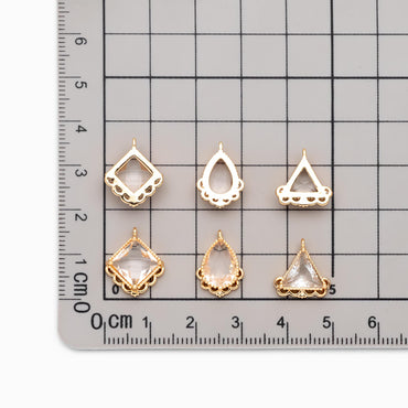 4pcs Gold Glass Charm, Earring Findings, Jewelry Making, Diy Material, Jewelry Supplies (GB-2598)