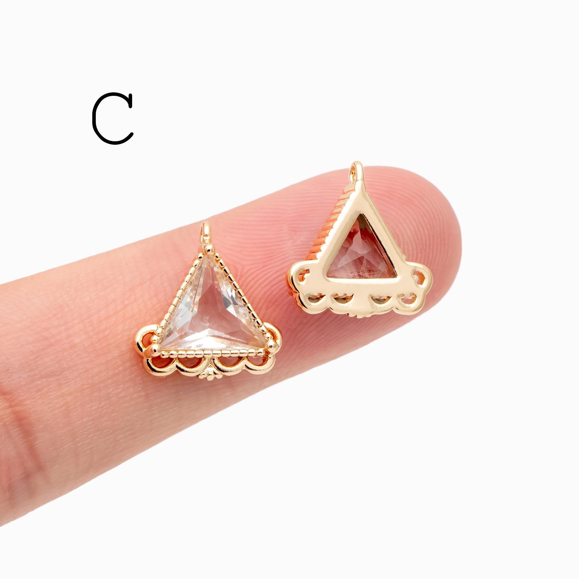4pcs Gold Glass Charm, Earring Findings, Jewelry Making, Diy Material, Jewelry Supplies (GB-2598)
