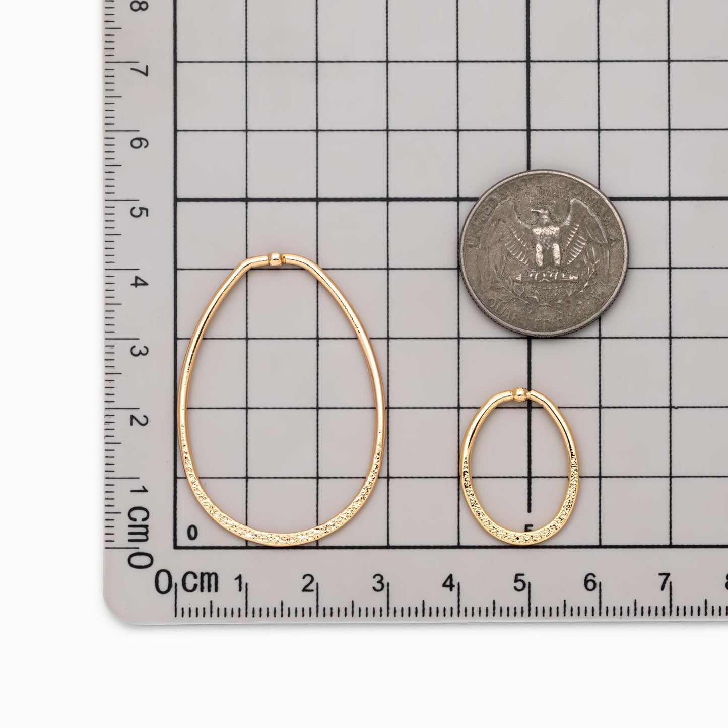 10pcs Gold Oval Link Pendants, Gold plated Brass Geometric Teardrop Charms (GB-519)