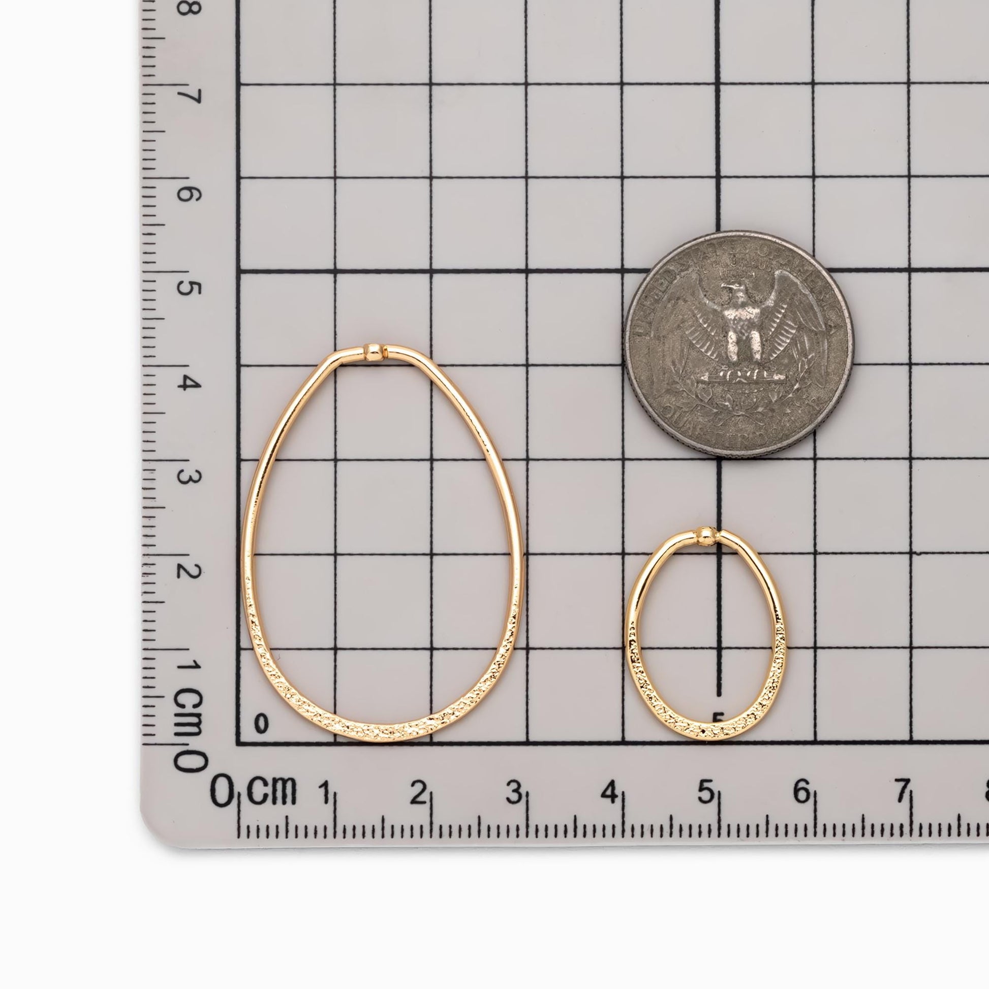 10pcs Gold Oval Link Pendants, Gold plated Brass Geometric Teardrop Charms (GB-519)