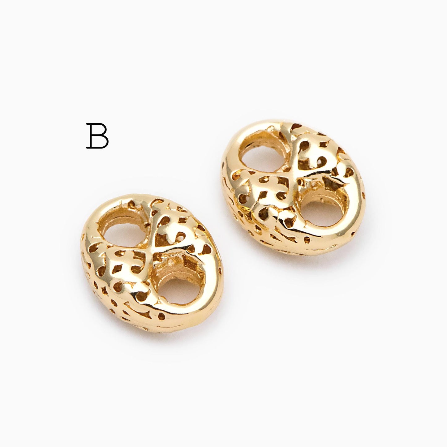 4pcs Gold Puff Mariner Link Charms, Zipper Charms, Soda Tab Charms, Earring Findings, Jewelry Supplies (GB-2132)