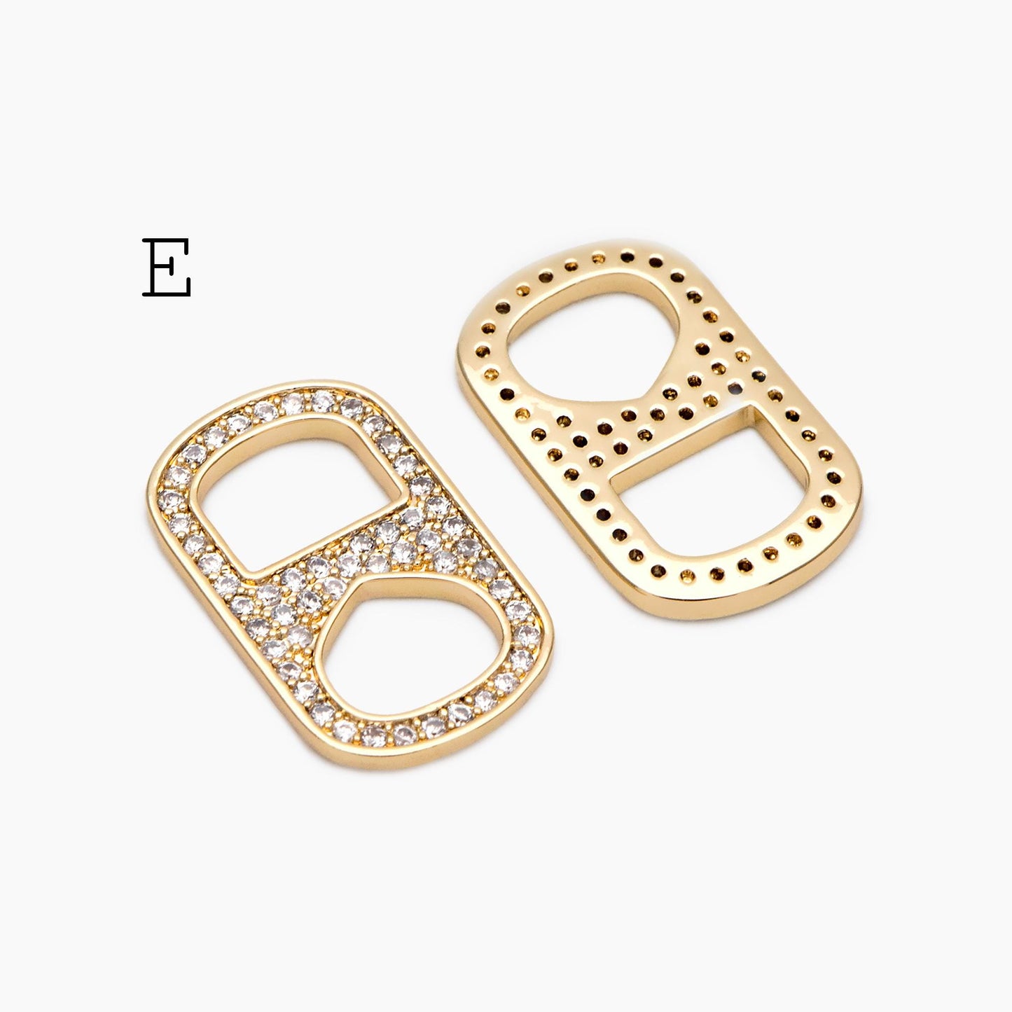 4pcs Gold Puff Mariner Link Charms, Zipper Charms, Soda Tab Charms, Earring Findings, Jewelry Supplies (GB-2132)