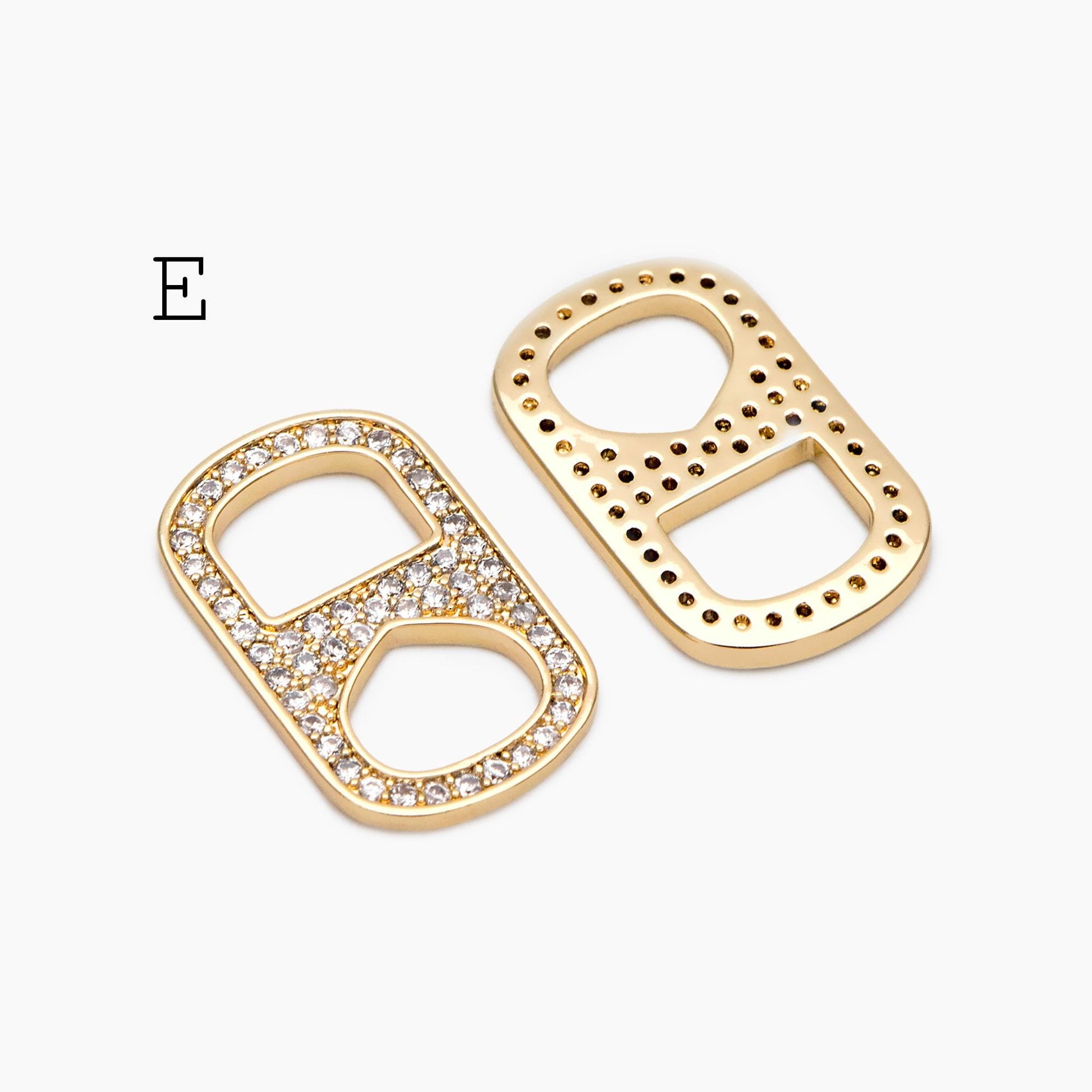 4pcs Gold Puff Mariner Link Charms, Zipper Charms, Soda Tab Charms, Earring Findings, Jewelry Supplies (GB-2132)