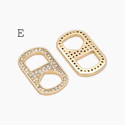 4pcs Gold Puff Mariner Link Charms, Zipper Charms, Soda Tab Charms, Earring Findings, Jewelry Supplies (GB-2132)